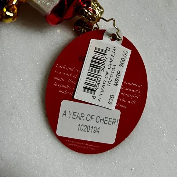 Christopher Radko 2020 “A Year Of Cheer” Red/Blue Christmas Glass Ornament ~New - Picture 11 of 15